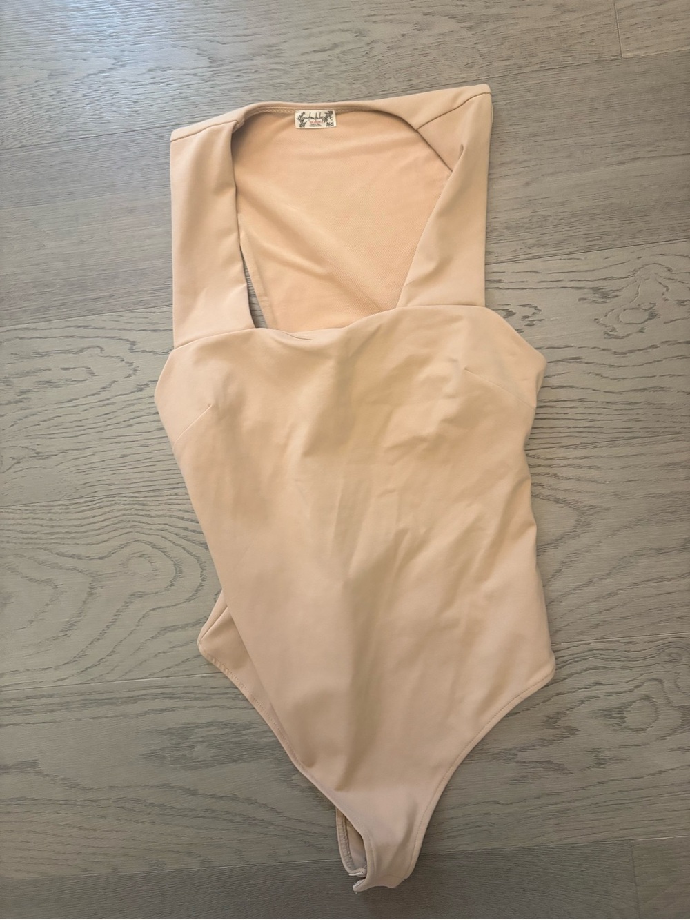 Strapless Nude Square-Neck Bodysuit